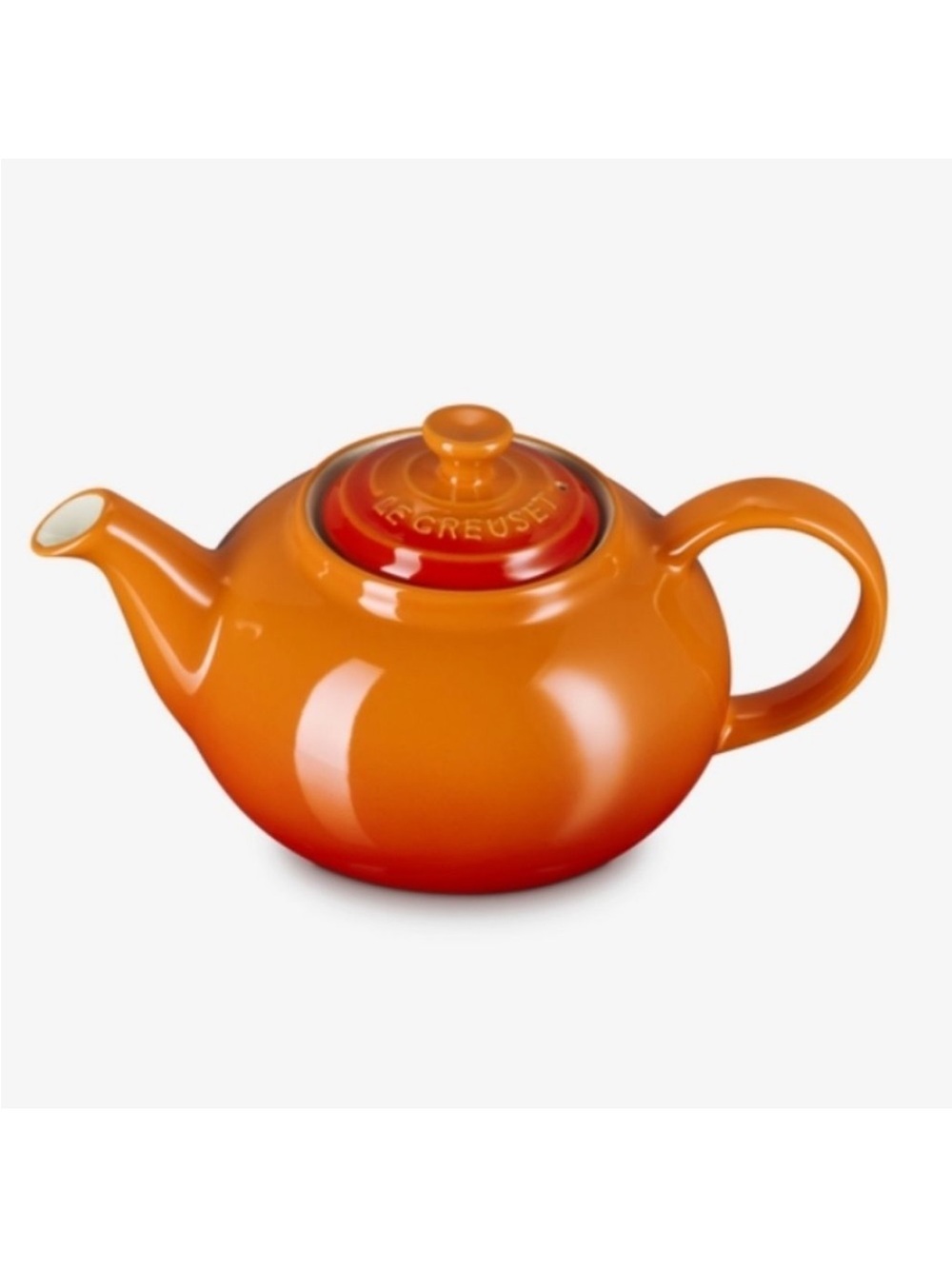 New - Le Creuset Classic Orange Large Handle Stoneware Teapot 1.3 liter